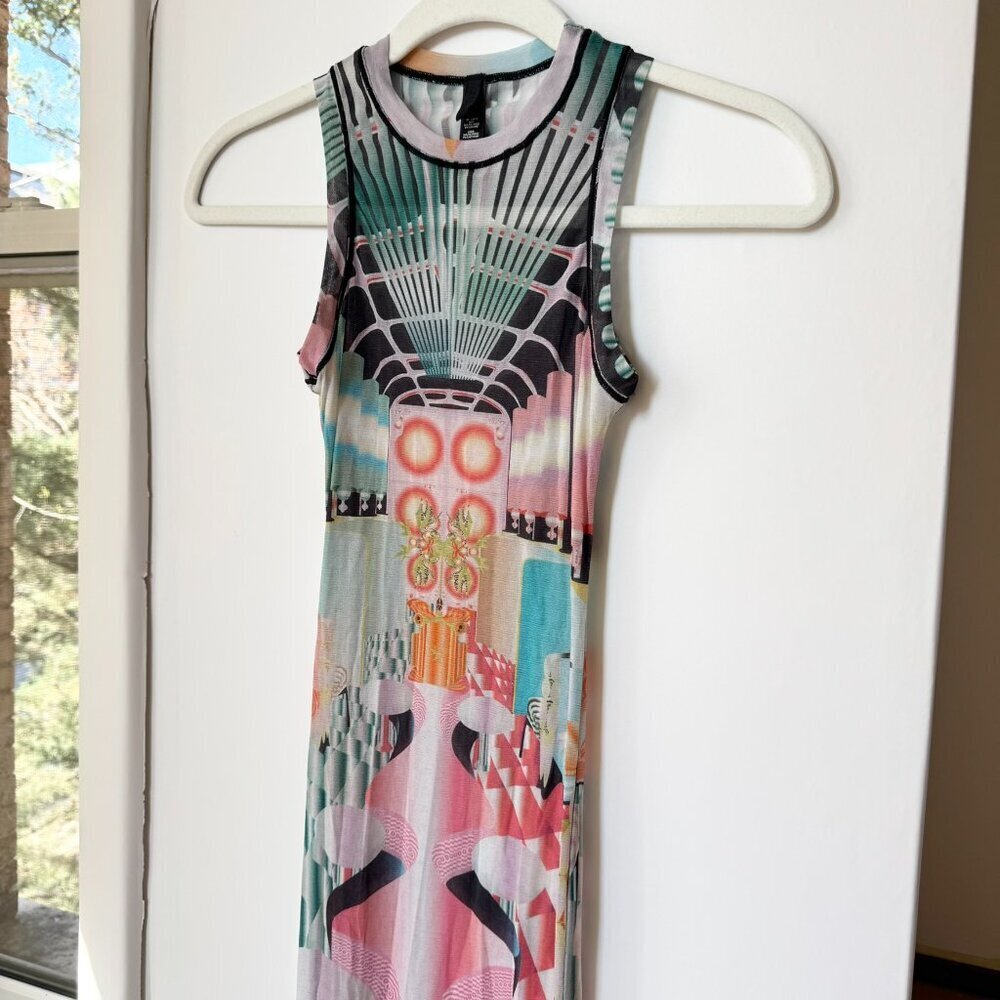 New Skims High Neck Summer Mesh l Maxi Dress Deco Train XS - Picture 8 of 10